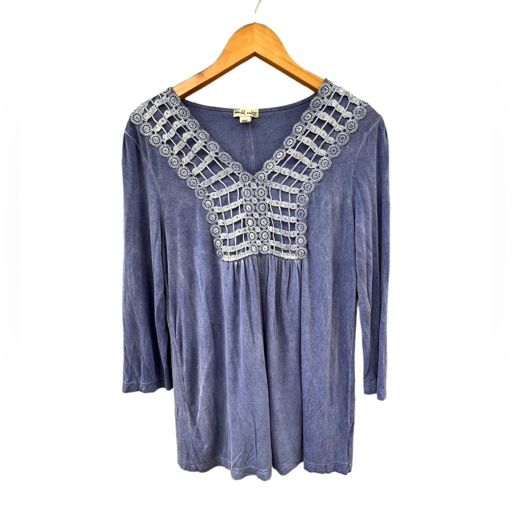 World Unity Blue Tunic with beautiful weaved detailing for Women, Size Large